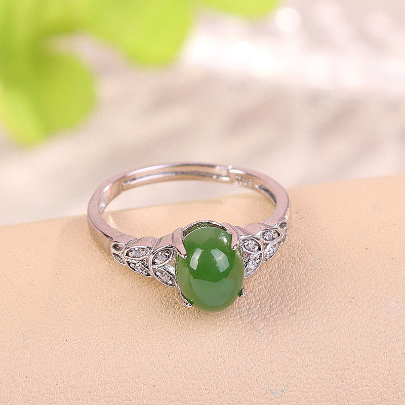 Natural Green Jade Wealth Ring