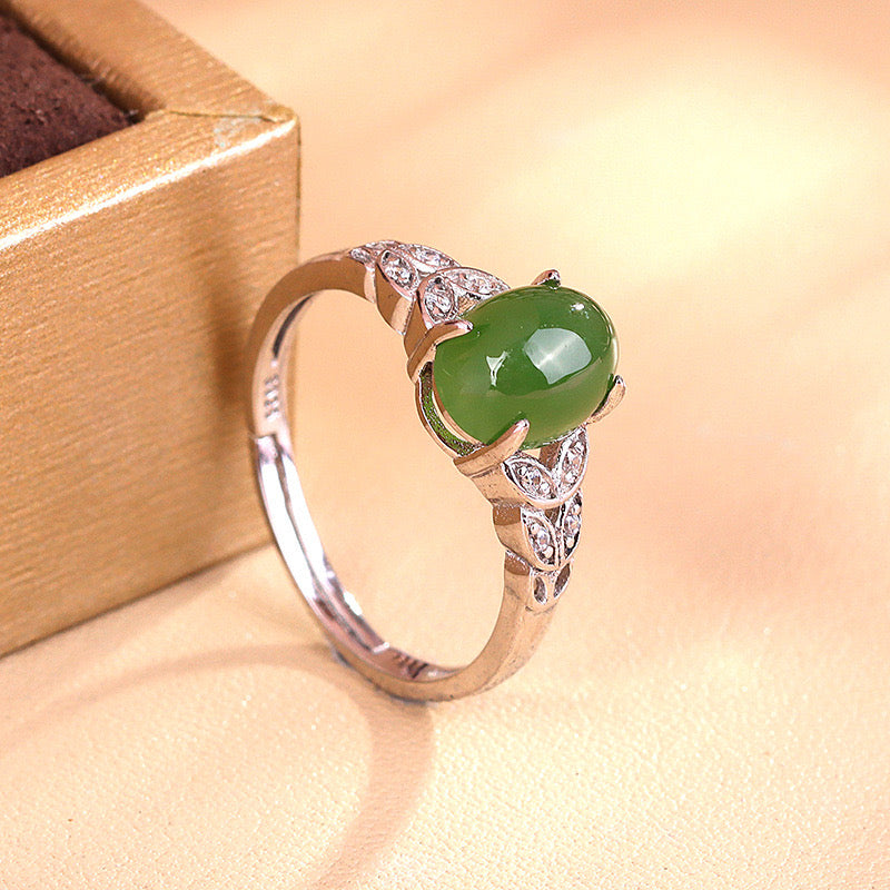 Natural Green Jade Wealth Ring