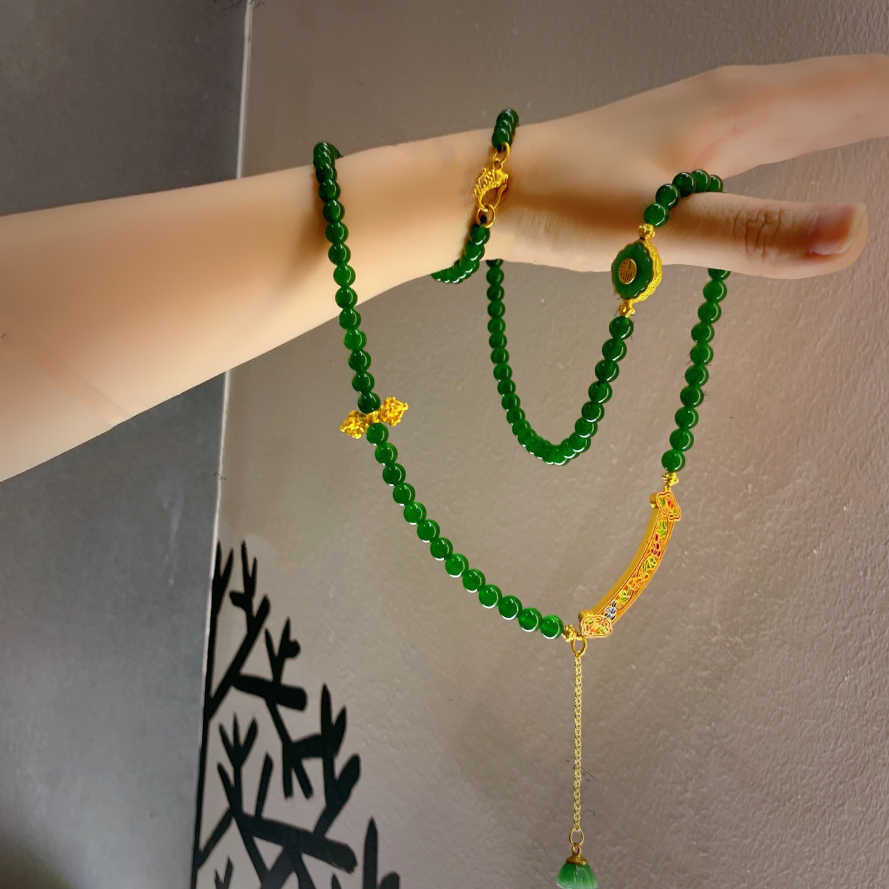 Natural Green Jade Mala 108 Beads Necklace Bracelet