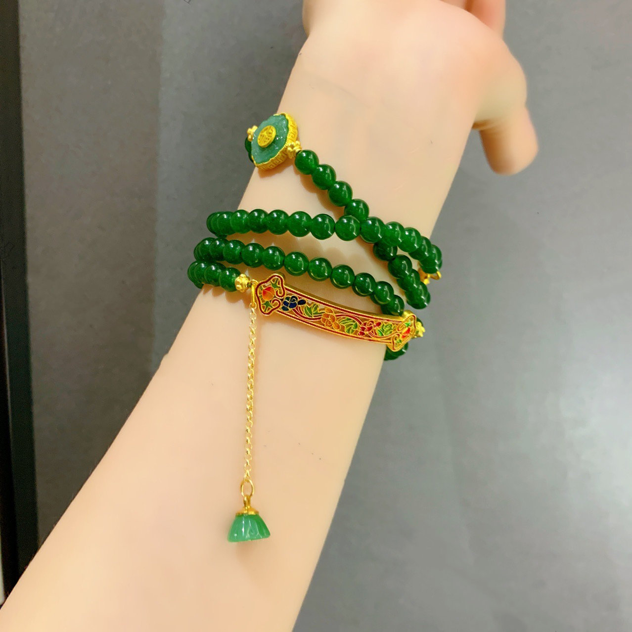 Natural Green Jade Mala 108 Beads Necklace Bracelet