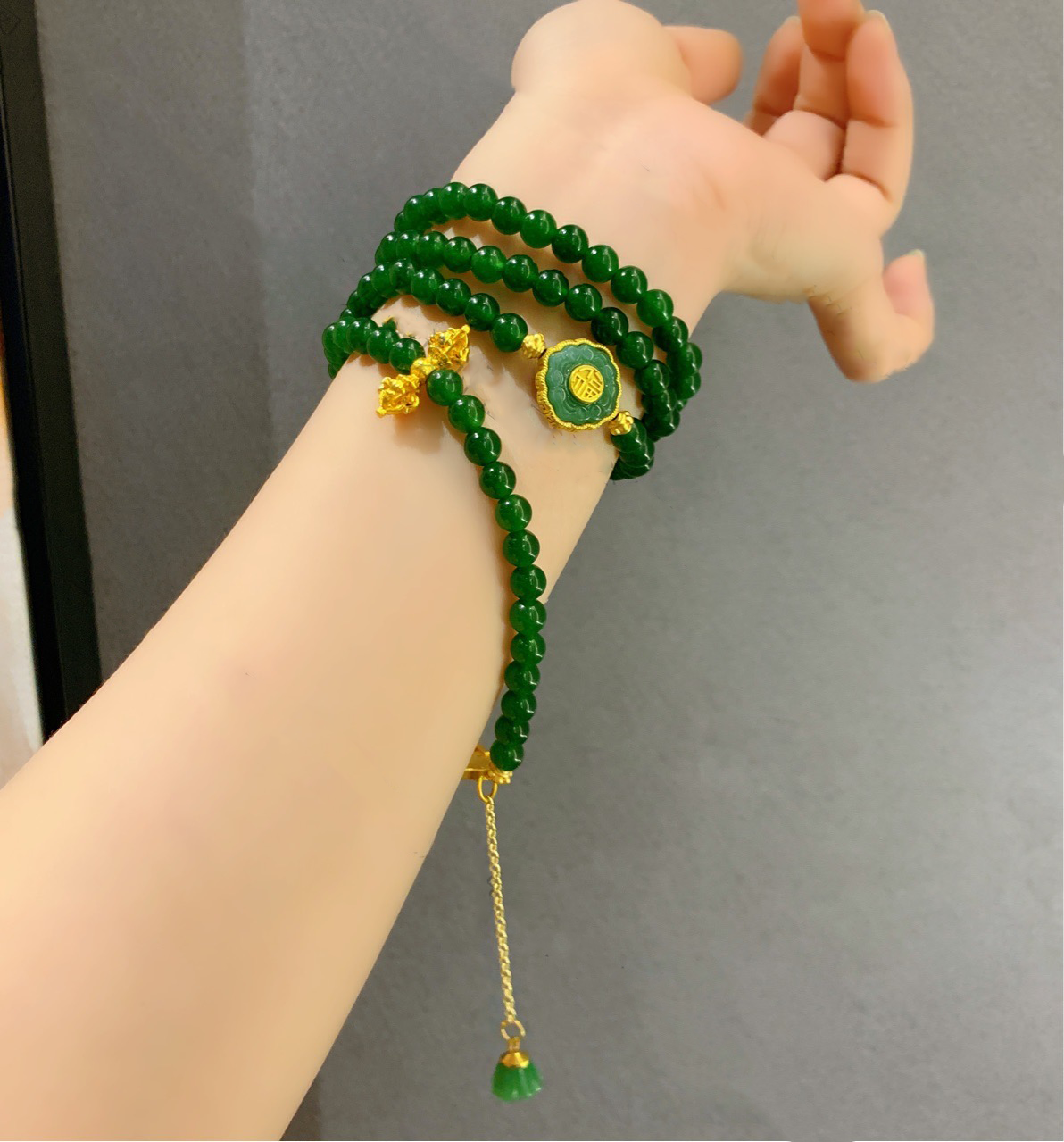 Natural Green Jade Mala 108 Beads Necklace Bracelet