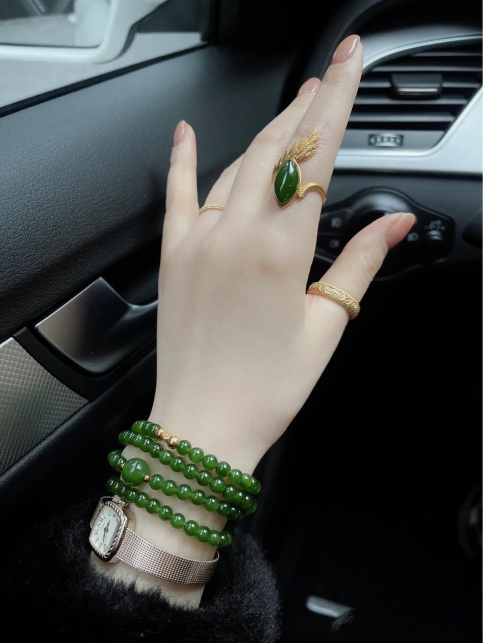 Natural Green Jade Prosperity Necklace Bracelet - Mala 108 Beads