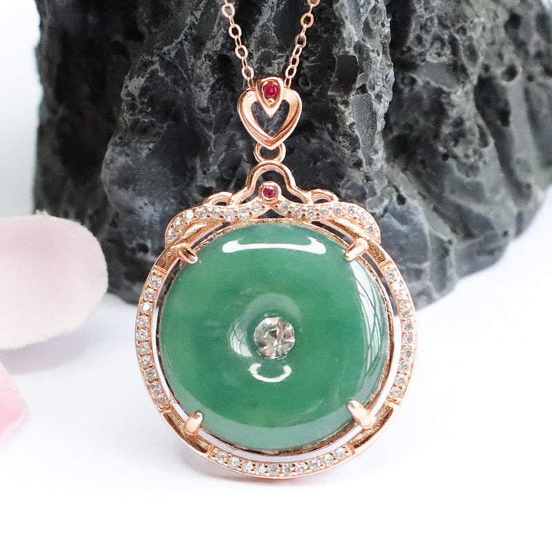 Natural Ice Emerald Peace Buckle Pendant
