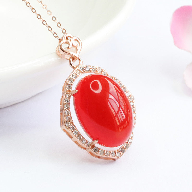 Natural Red Agate Pigeon Egg Heart Pendant
