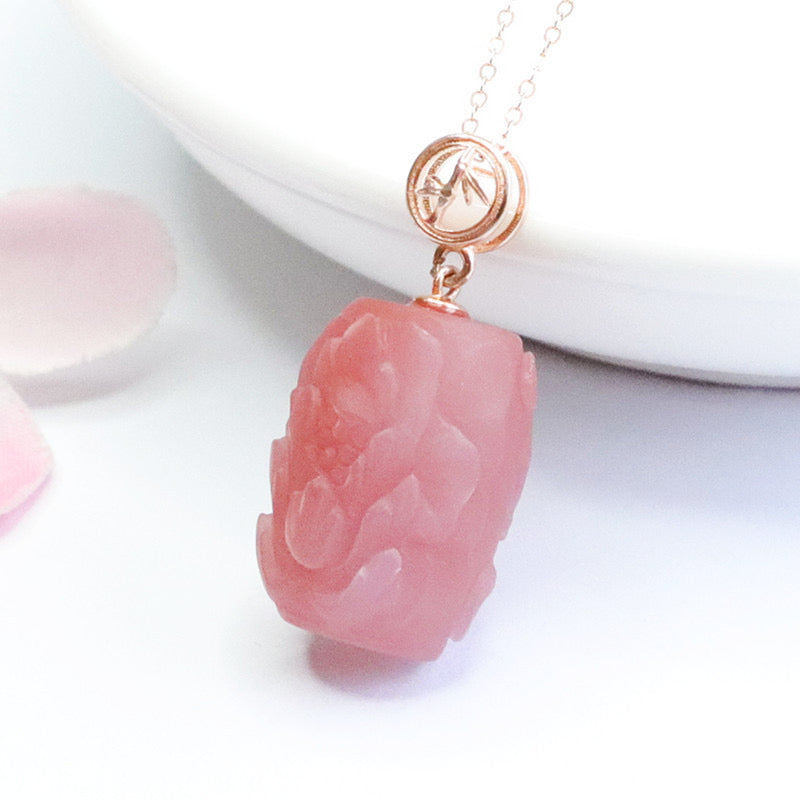 Natural Yanyuan Agate Peony Pendant
