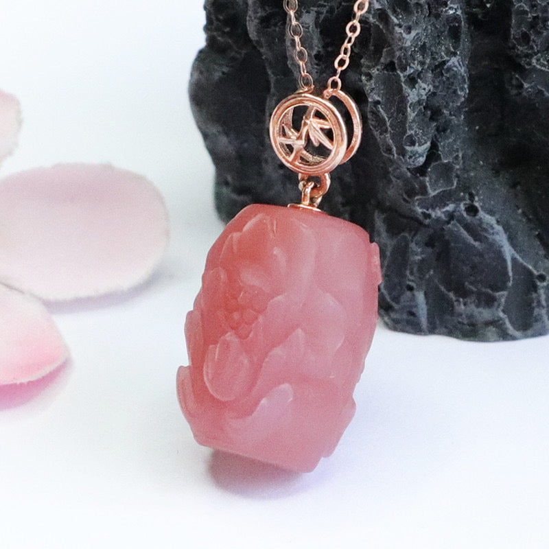 Natural Yanyuan Agate Peony Pendant