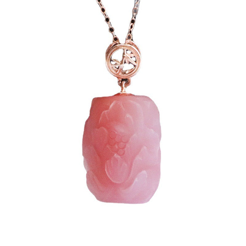 Natural Yanyuan Agate Peony Pendant