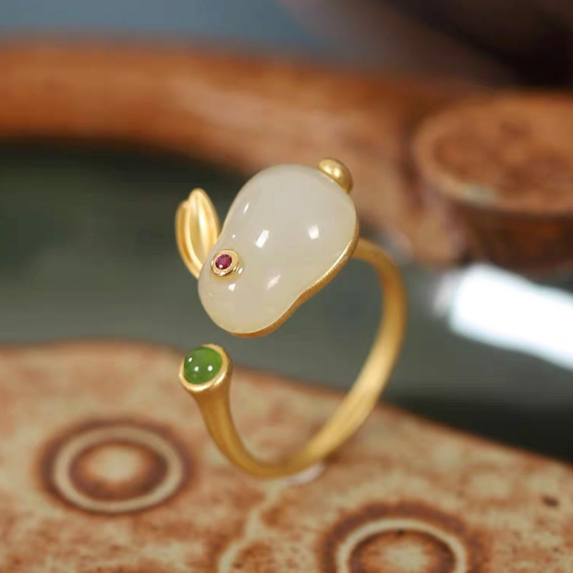 Natural Hetian Jade Rabbit Protection Set