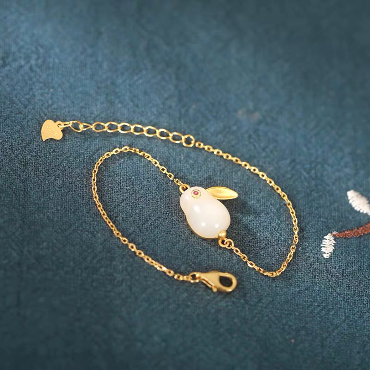 Natural Hetian Jade Rabbit Protection Set