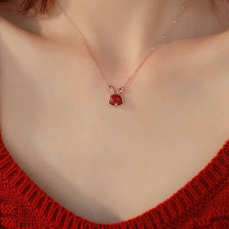 Natural Red Agate Protection Rabbit Set
