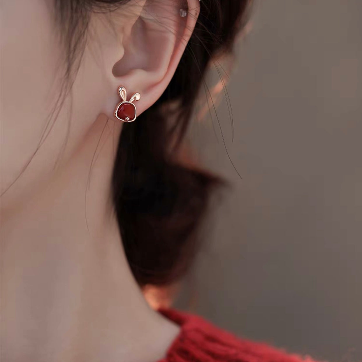 Natural Red Agate Protection Rabbit Set