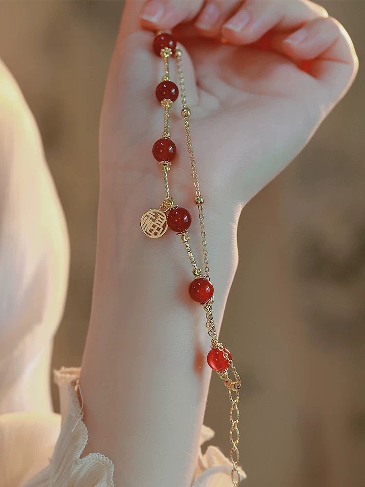 Natural Red Agate Luck & Full Blessing Bracelet