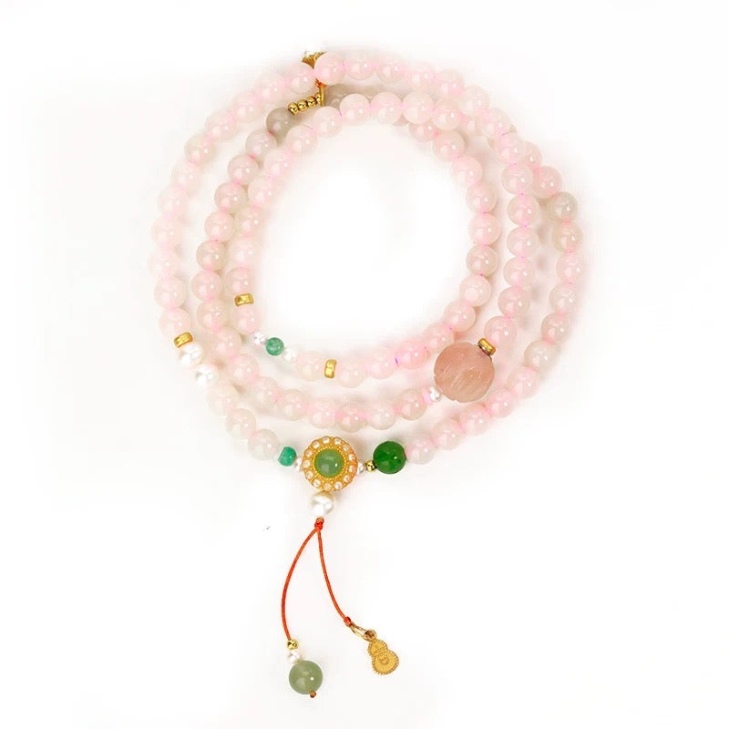 Natural Pink Hetian Jade Healing Bracelet