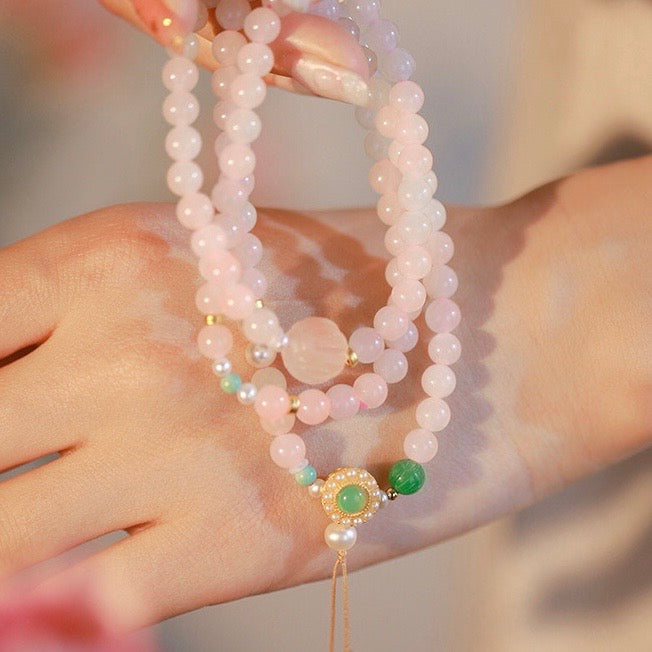 Natural Pink Hetian Jade Healing Bracelet