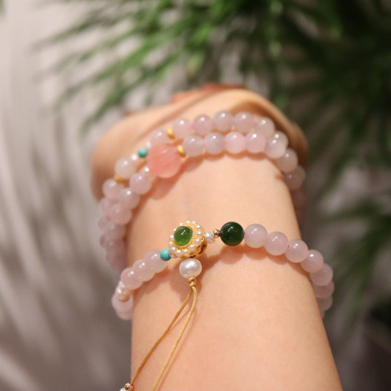 Natural Pink Hetian Jade Healing Bracelet