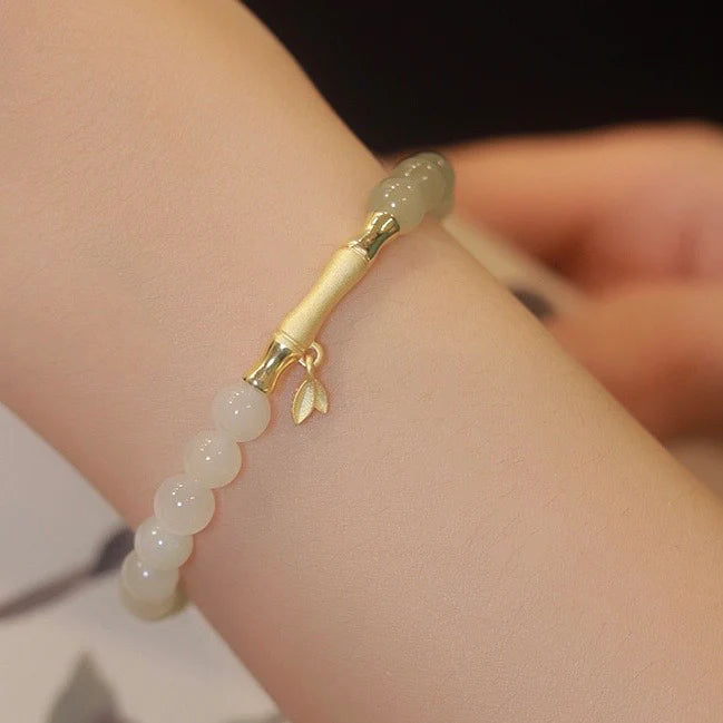 Natural Green Jade Feng Shui Bamboo Lucky Bracelet