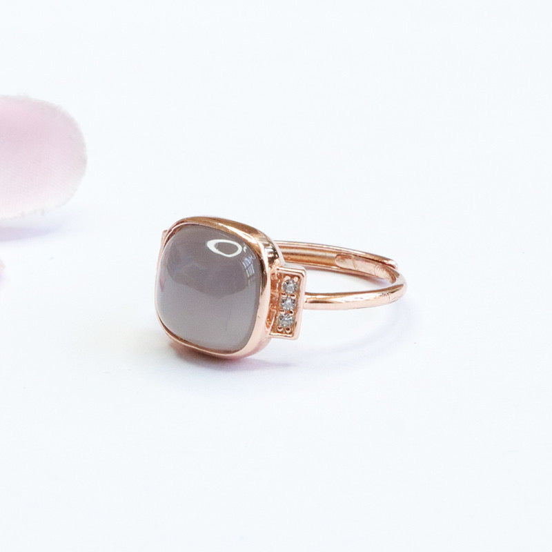 Natural Hetian Jade Feng Shui Squared Ring