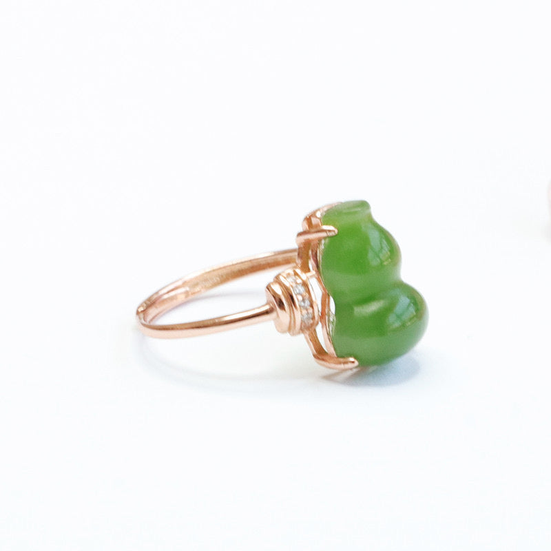 Natural Green Jade Feng Shui Calabash Ring