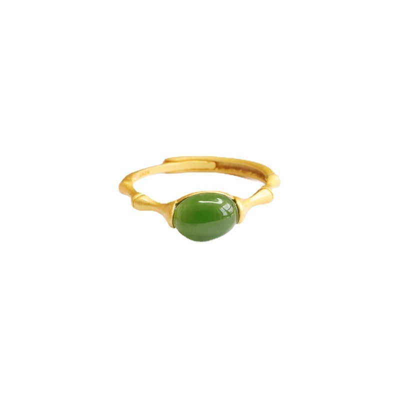 Natural Green Jade Feng Shui Bamboo Ring