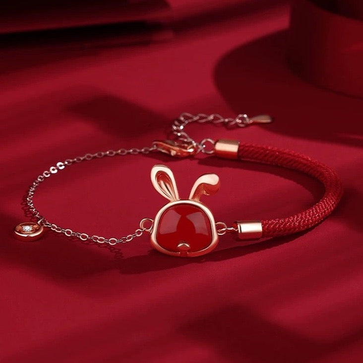 Natural Red Agate Protection Rabbit Set