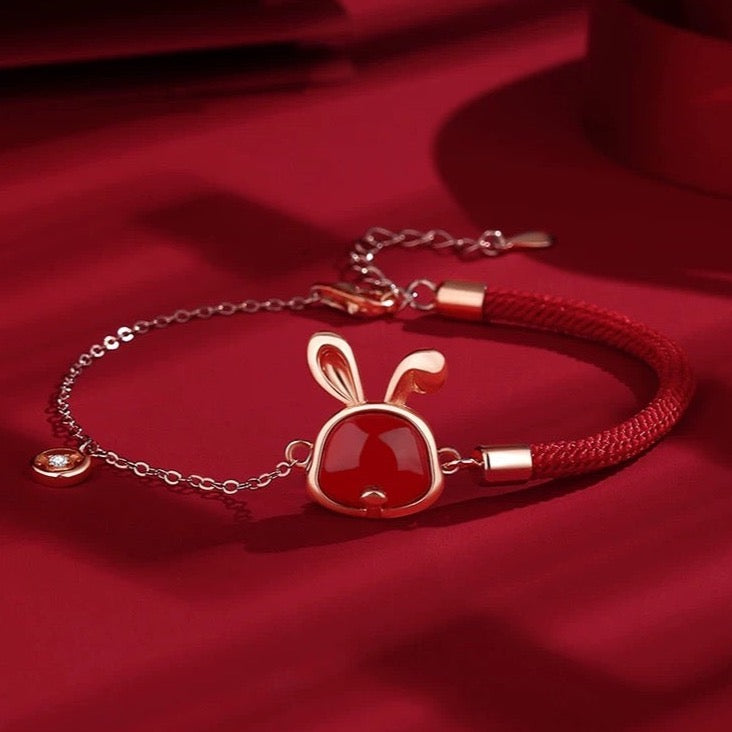 Natural Red Agate Protection Rabbit Set