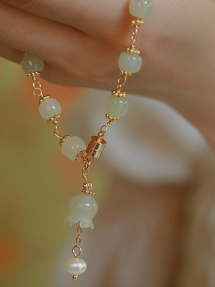 Natural Green Jade Wind Chimes Bracelet