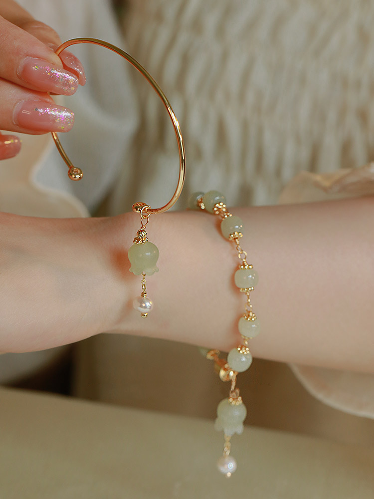 Natural Green Jade Wind Chimes Bracelet