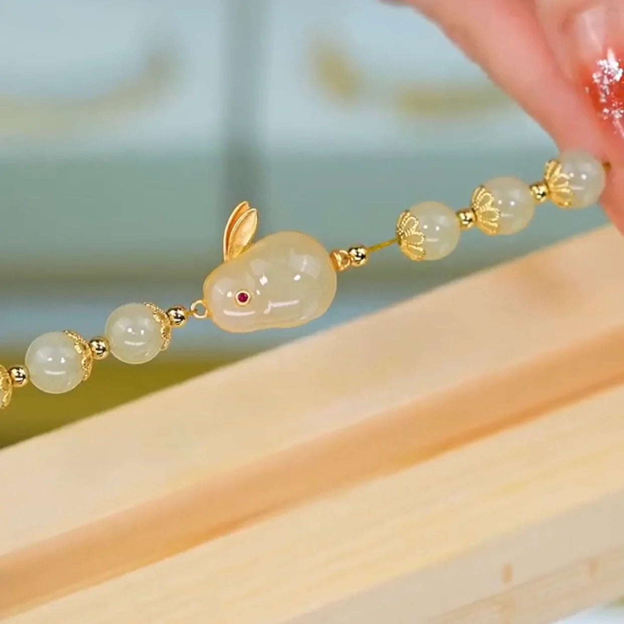 Natural Hetian jade Feng Shui Rabbit Bracelet