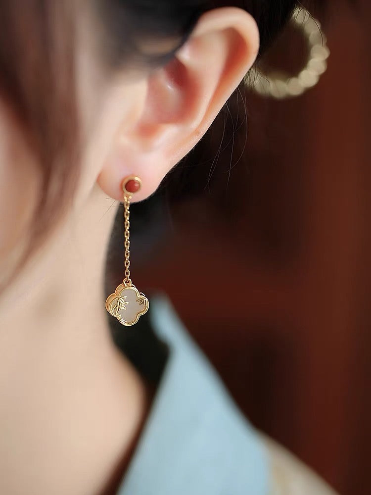 Feng Shui Lucky Clover Protection Earrings