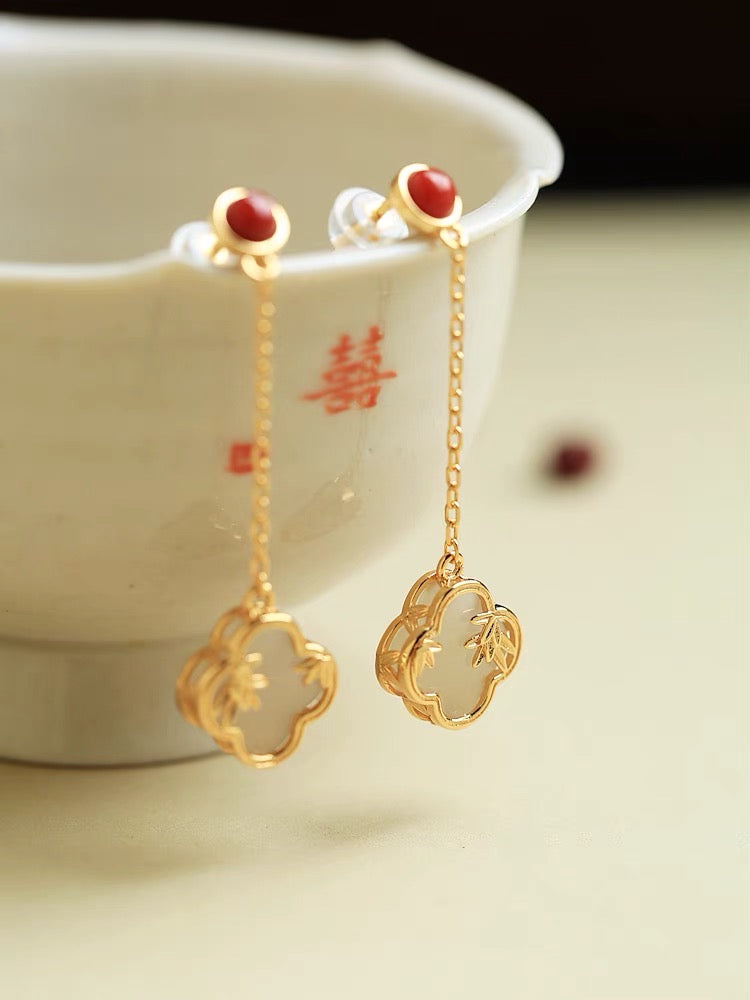 Feng Shui Lucky Clover Protection Earrings