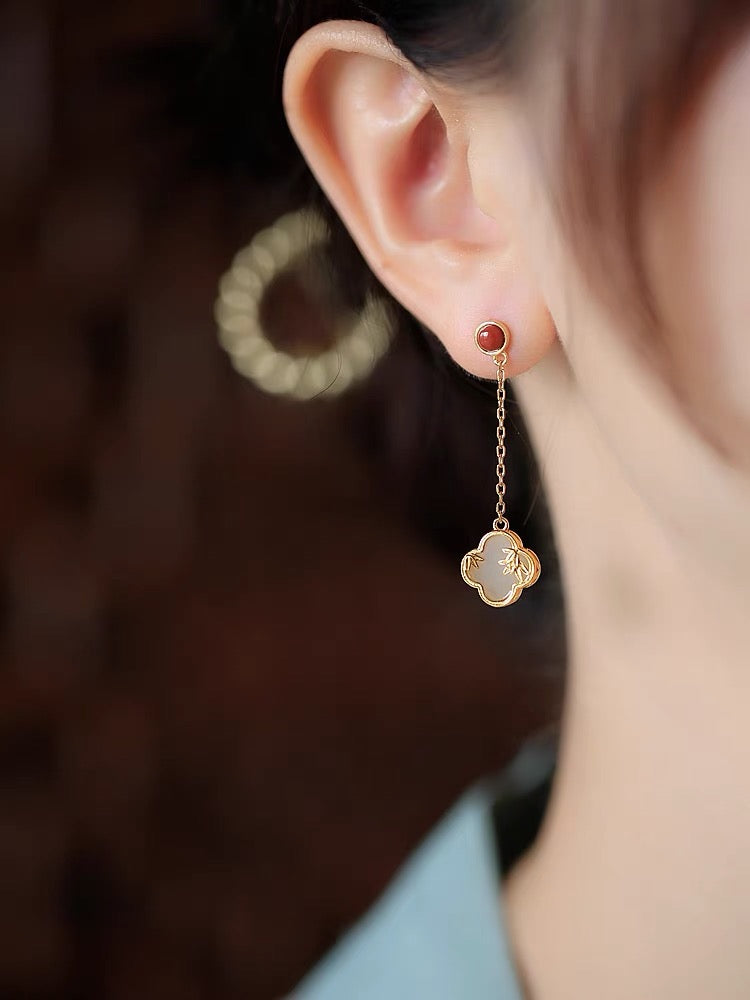 Feng Shui Lucky Clover Protection Earrings