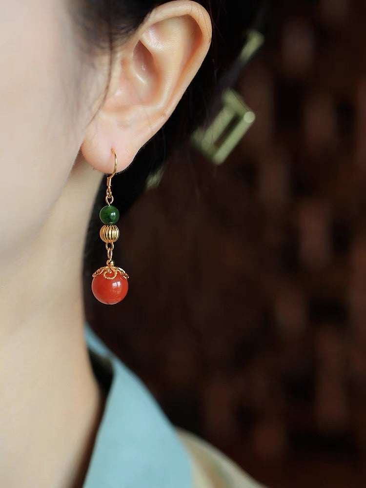 Feng Shui Cherry Yanyuan Agate Earrings