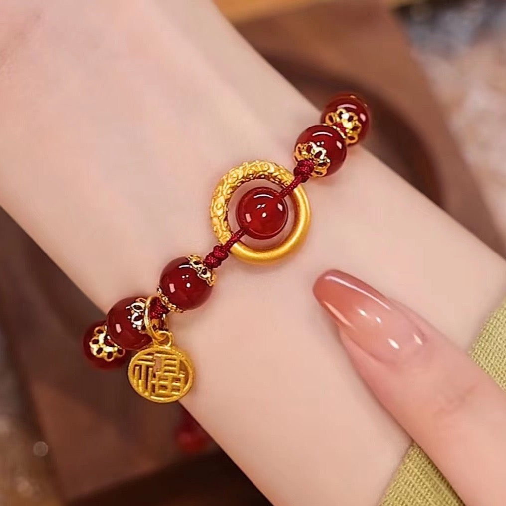 Natural Red Agate Full Blessing Bracelet