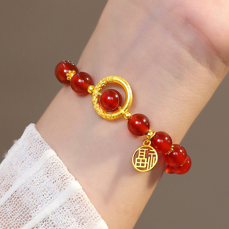 Natural Red Agate Full Blessing Bracelet