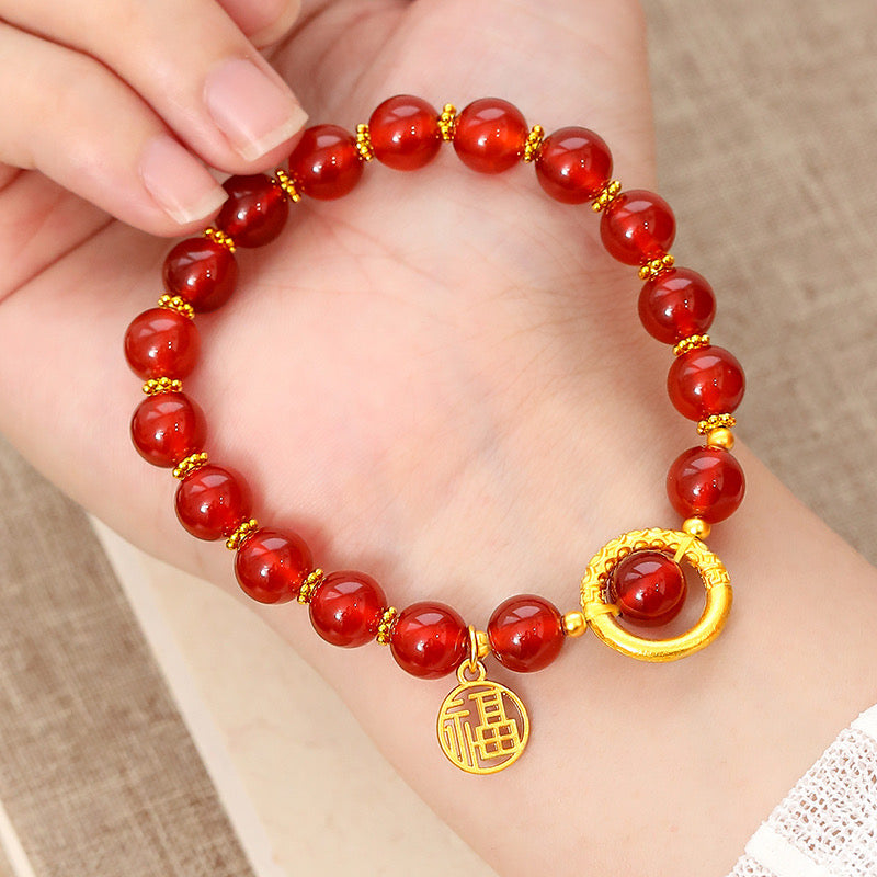 Natural Red Agate Full Blessing Bracelet