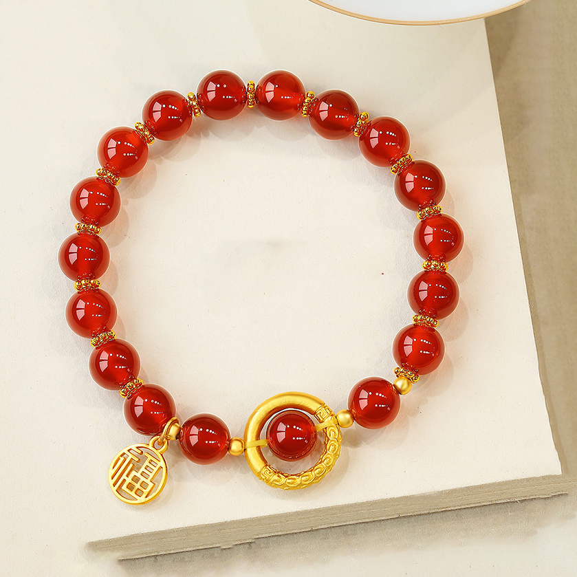 Natural Red Agate Full Blessing Bracelet