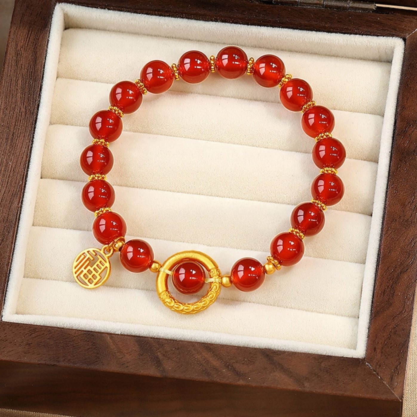 Natural Red Agate Full Blessing Bracelet