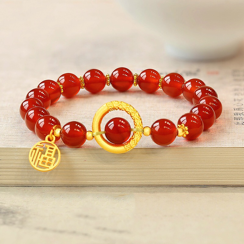Natural Red Agate Full Blessing Bracelet
