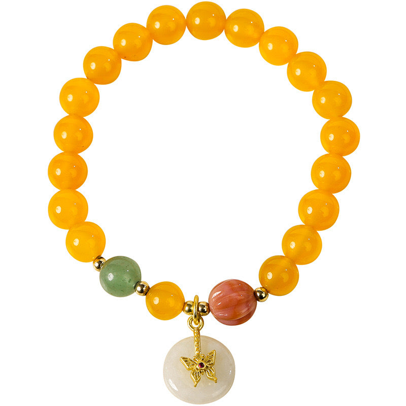 Hetian Jade Butterfly Pendant Bracelet