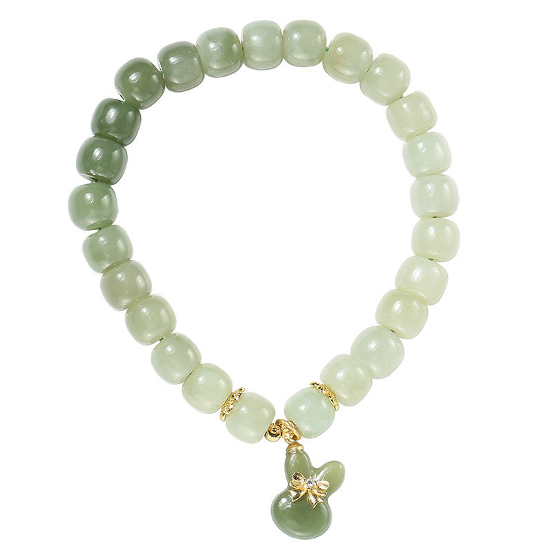 Hetian Jade Auspicious Rabbit Pendant Bracelet