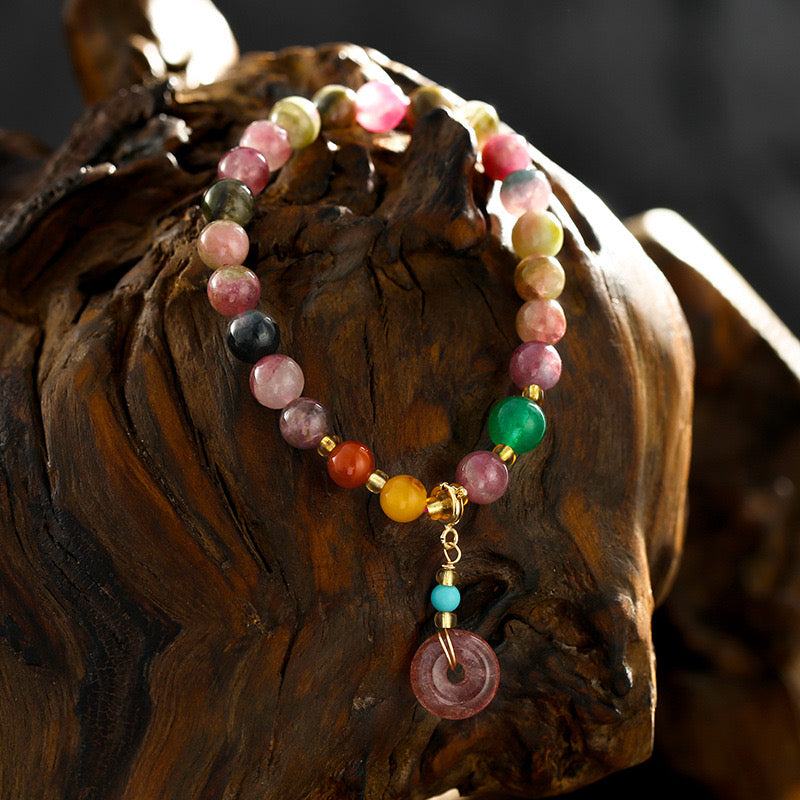 Natural Amber Strawberry Crystal Ruyi Bracelet