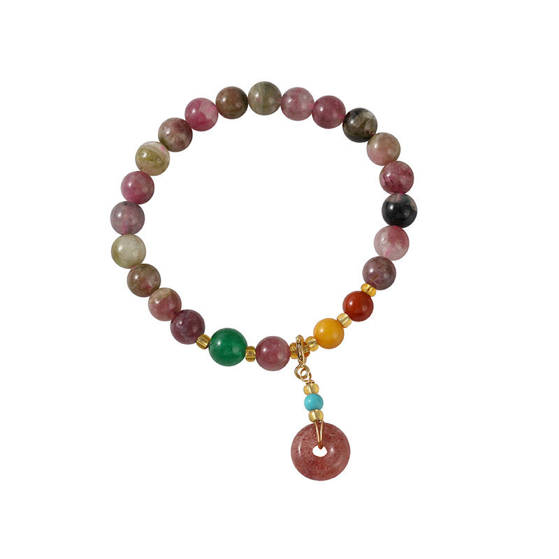 Natural Amber Strawberry Crystal Ruyi Bracelet