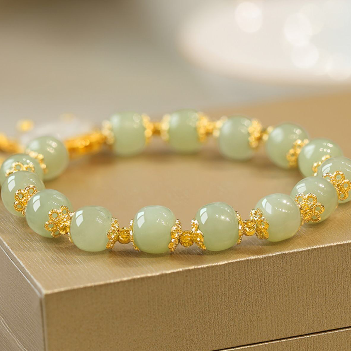 Natural Green Jade Lucky Lock Full Blessing Bracelet