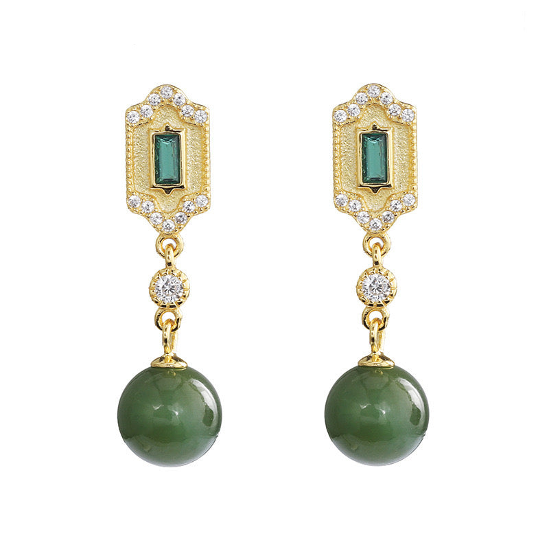 Natural Green Jade Tassel Earrings
