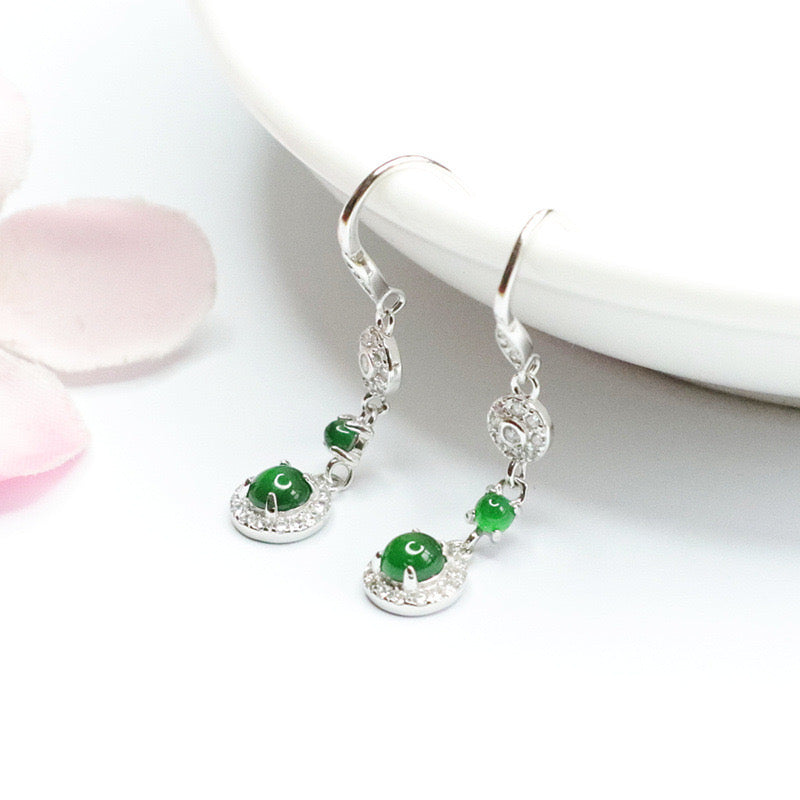 Natural Emerald Jade Ice Emperor Green Stud Earrings