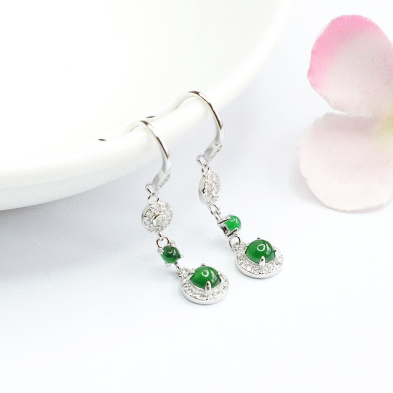 Natural Emerald Jade Ice Emperor Green Stud Earrings
