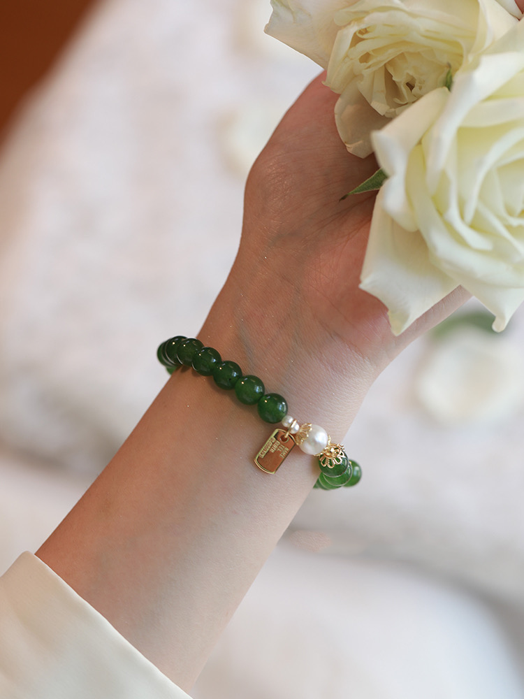 Natural Green Jade Pearls Prosperity Bracelet