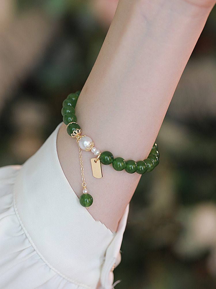Natural Green Jade Pearls Prosperity Bracelet