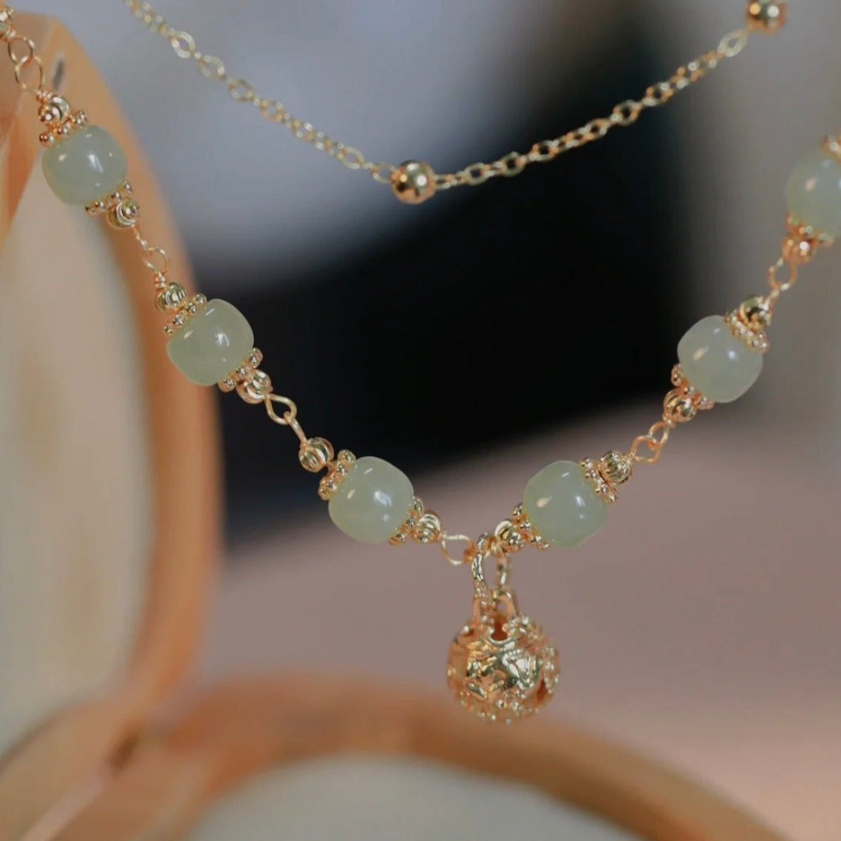 Natural Green Jade Luck and Protection Bell Bracelet - Special