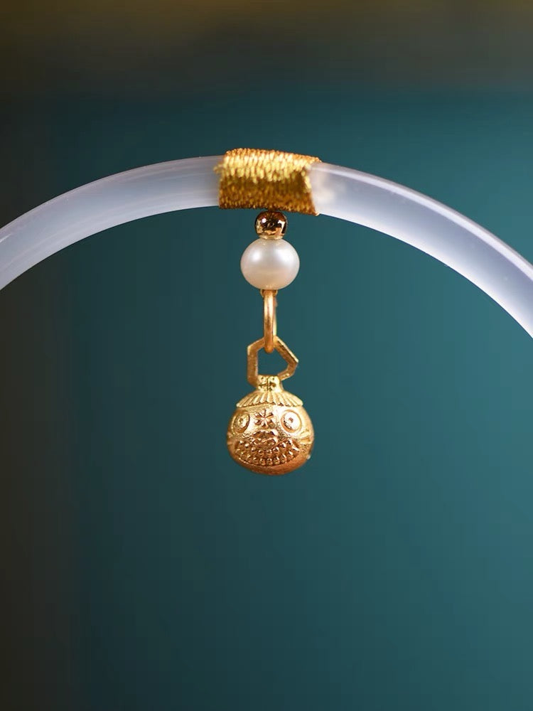 Natural White Jade Double Bangle